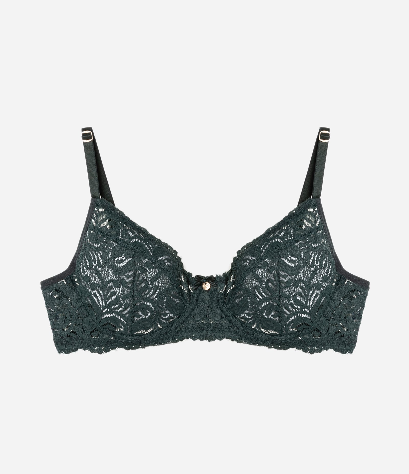 Sutiã Meia Taça sem Bojo em Renda Floral Verde 1
