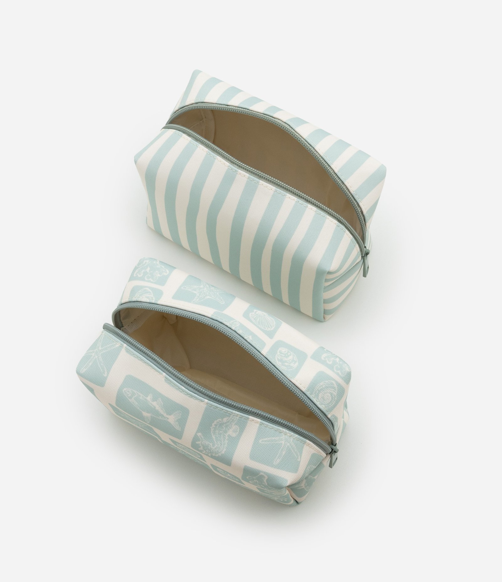 Kit 03 Nécessaires Grande e Retangulares Médias Variadas com Estampa Fundo do Mar Off White 4