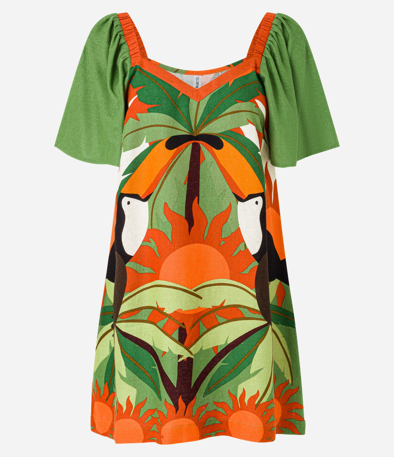 Vestido Curto em Viscolinho com Estampa Floral Multicores 6