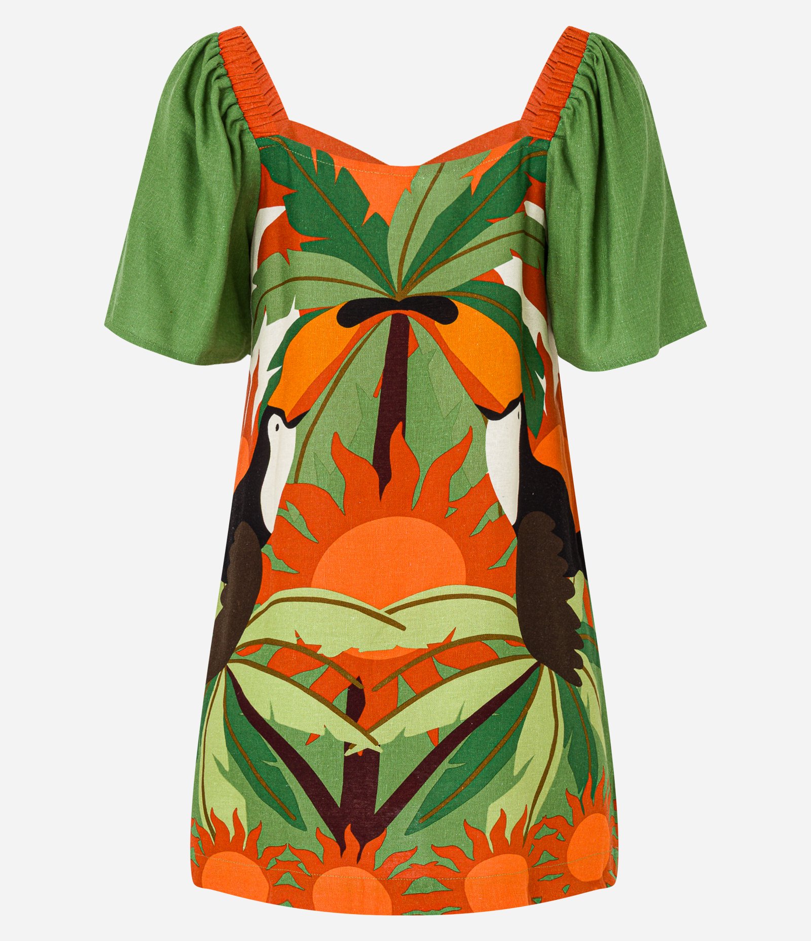 Vestido Curto em Viscolinho com Estampa Floral Multicores 7