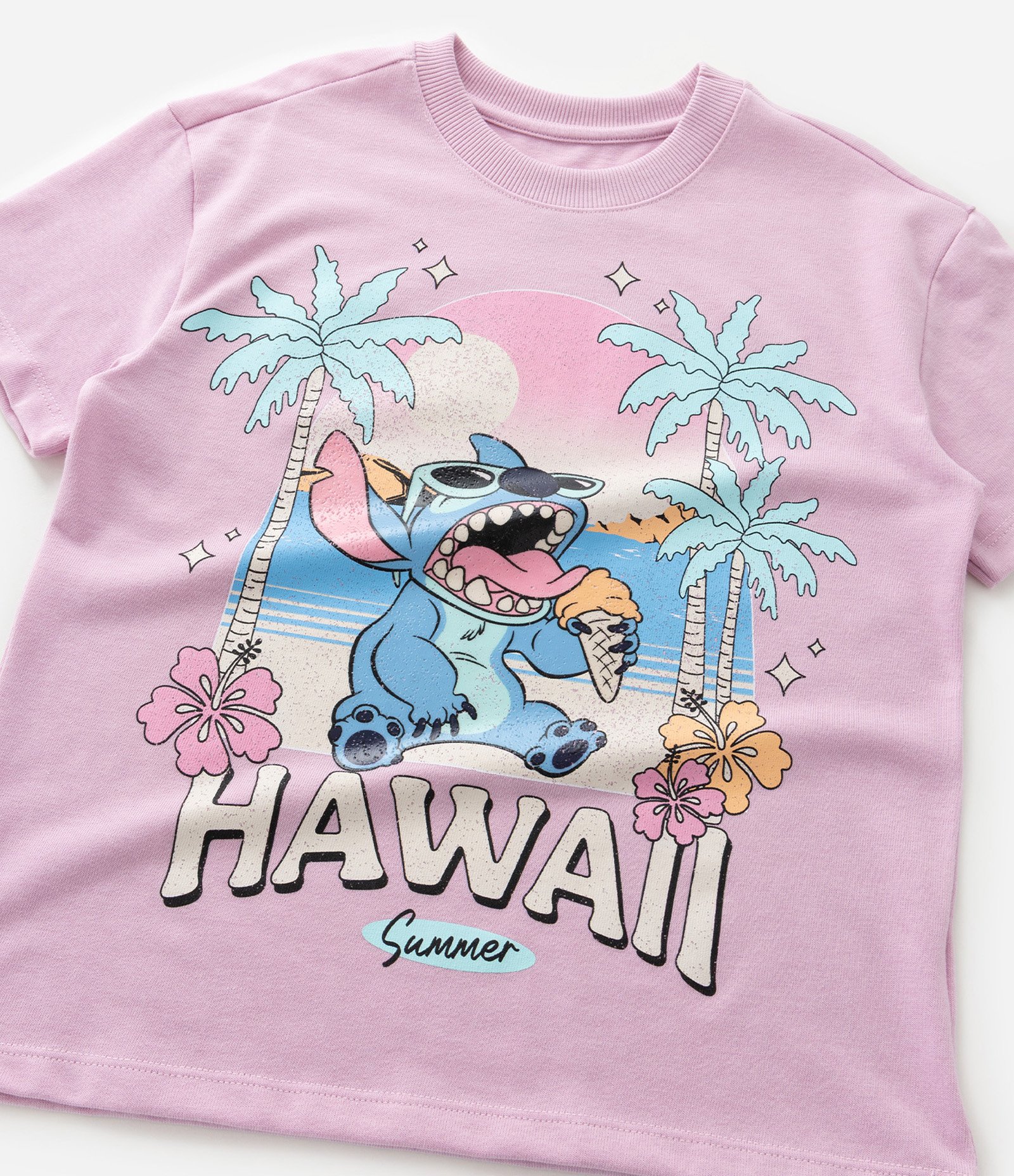 Camiseta Infantil Relaxedcom Estampa do Stitch Hawaii - Tam 5 a 14 Anos Rosa 5