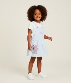 Salopete Infantil Slim Listrada com Estampa Bluey e Camiseta - Tam 1 a 6 Anos