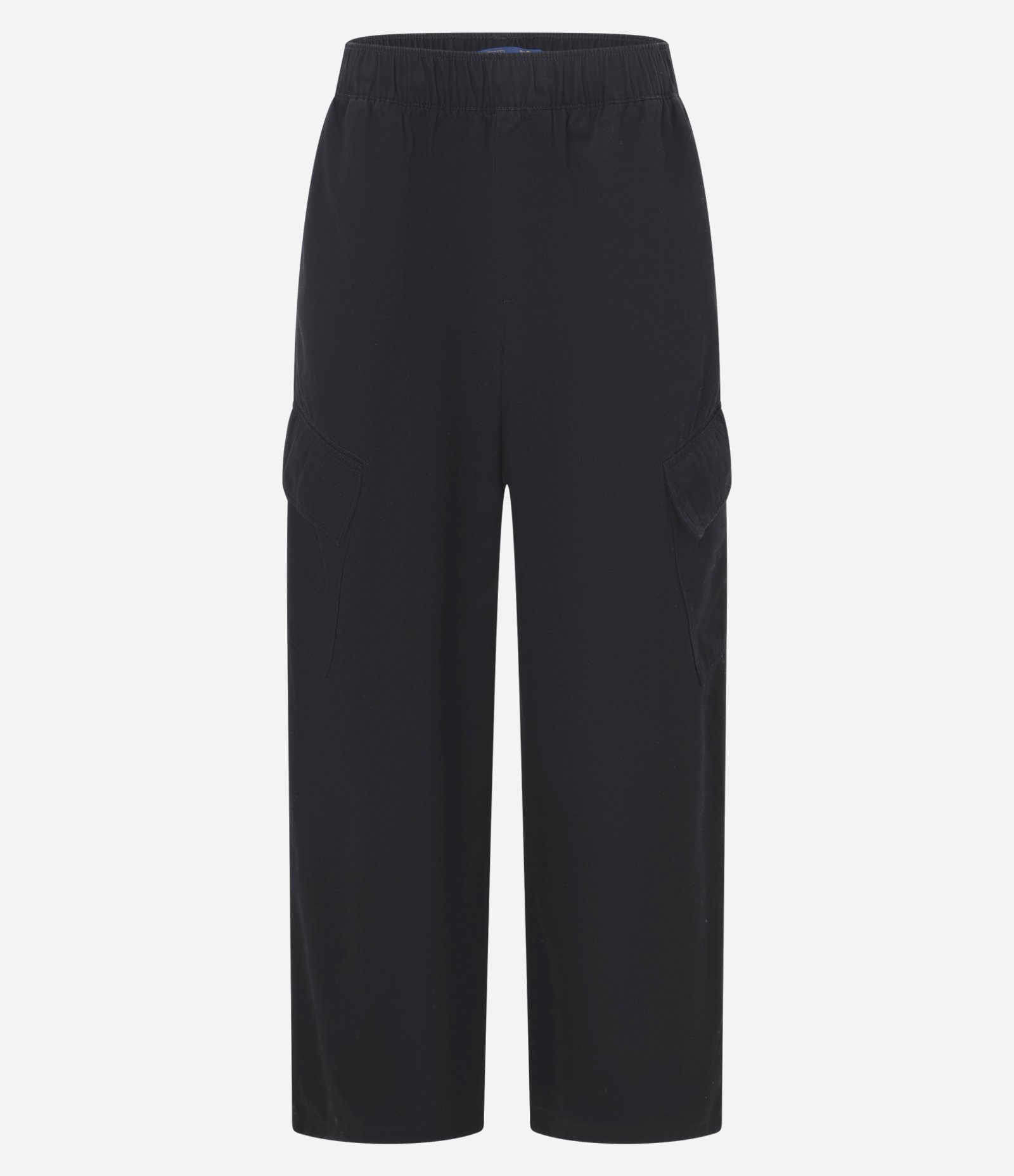 Calça Cropped Barrel Cargo em Sarja com Cintura Baixa e Cós Elástico Preto 5