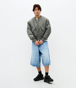 Bermuda Jorts Super Baggy  em Jeans com Cinto Amarração