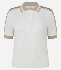 Blusa Polo em Tricô com Listra Lateral