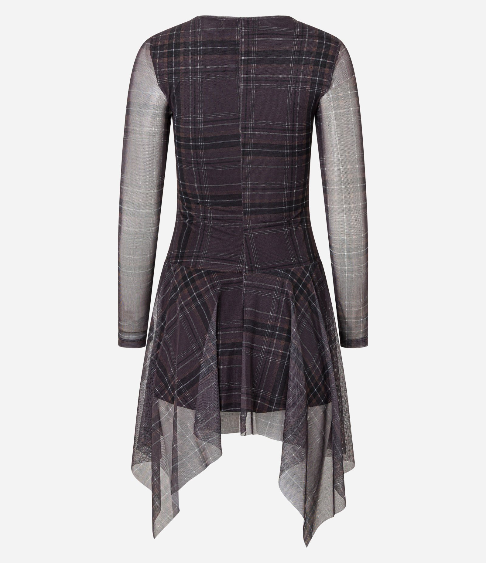 Vestido Curto em Tule Xadrez com Pontas Preto 7