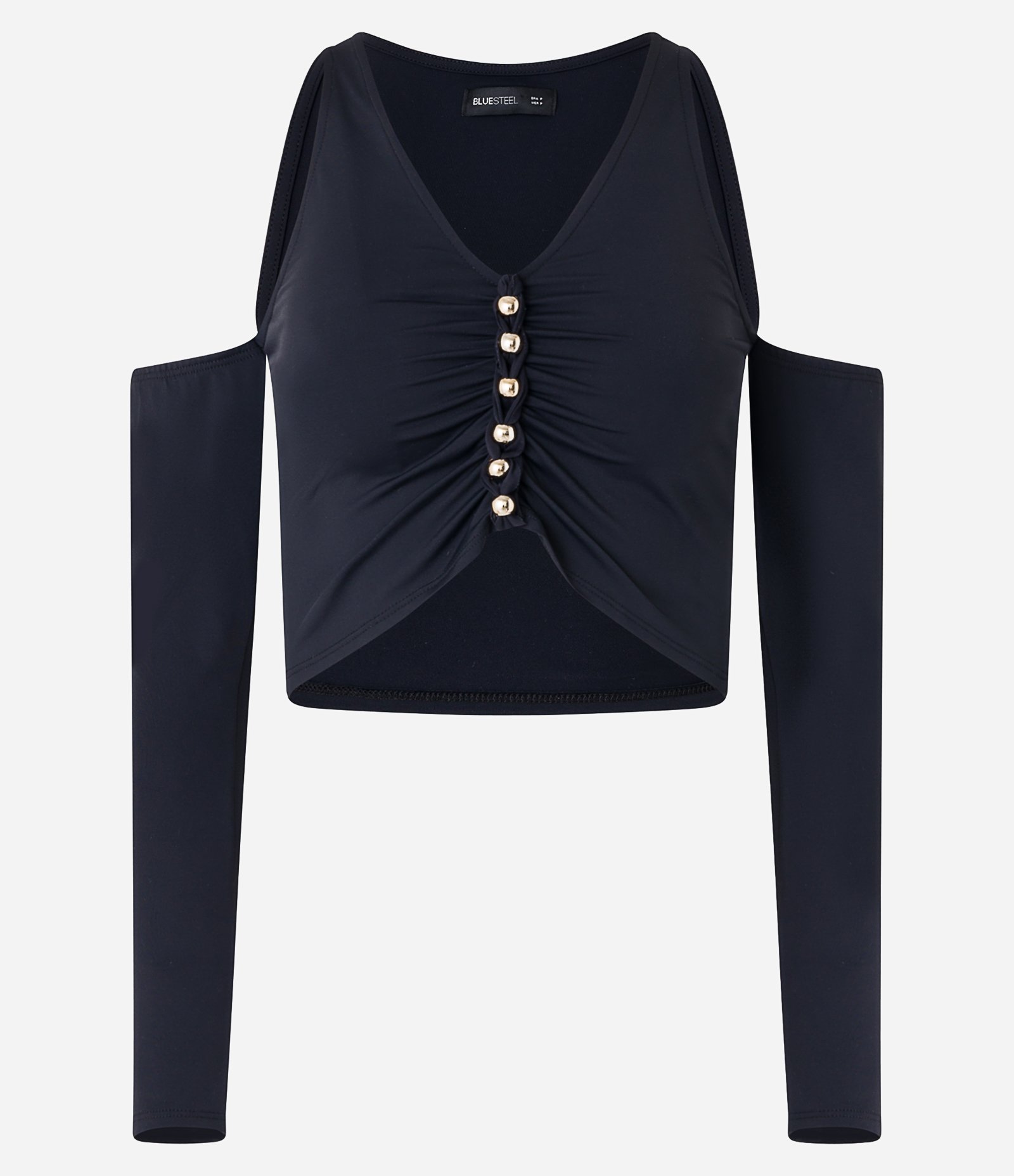 Blusa Super Cropped em Microfibra com Recorte nos Ombros Preto 4