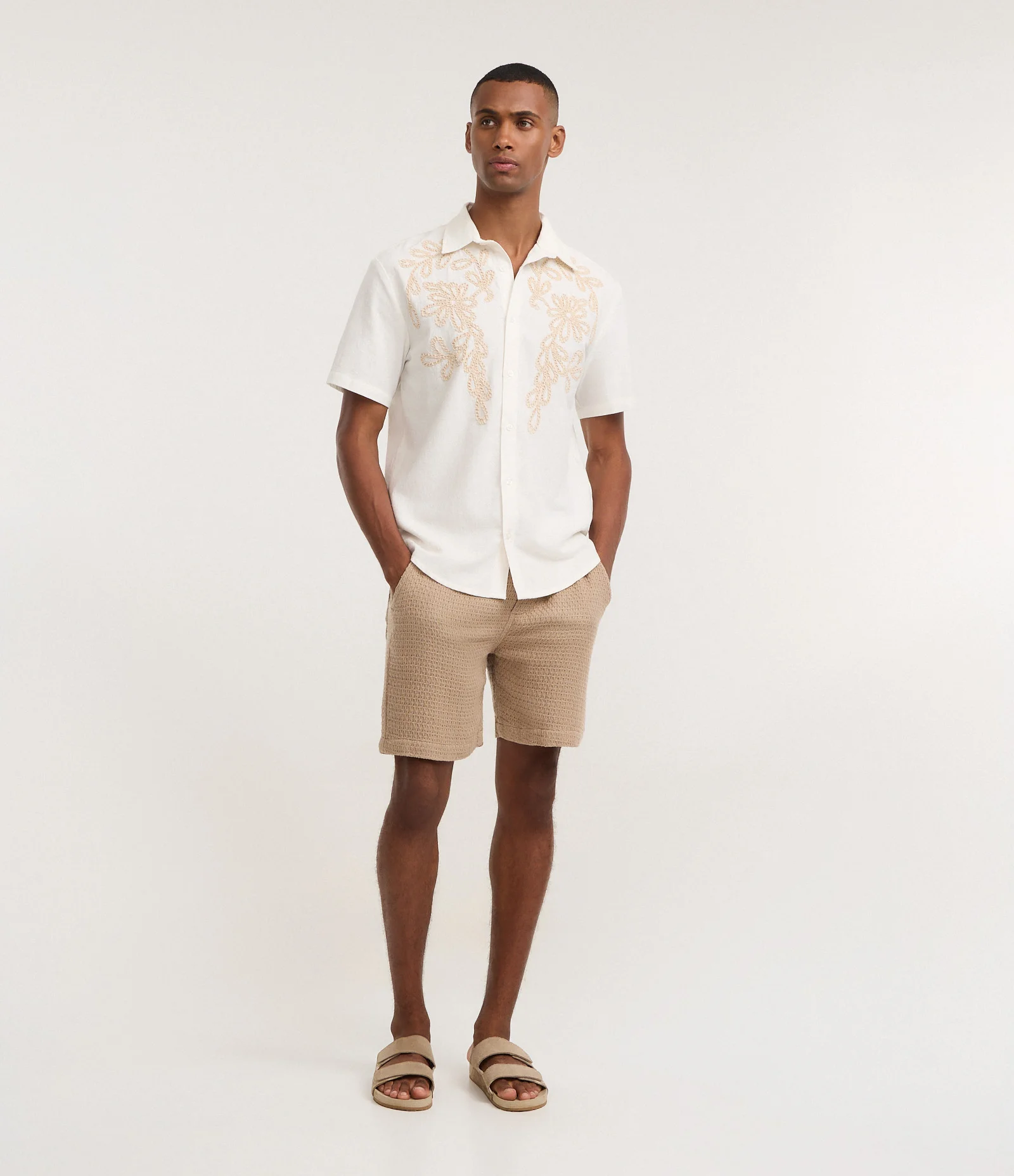 Bermuda Comfort Texturizada em Cotton Bege 1