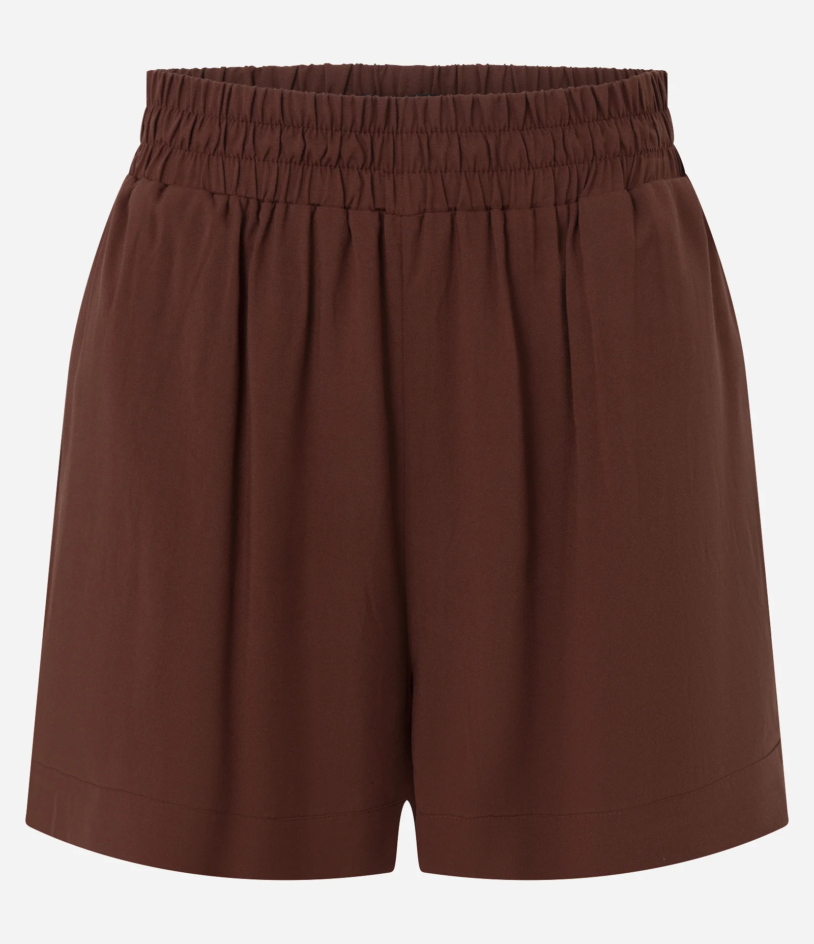 Short Cintura Alta com Lastex no Cós Marrom 1