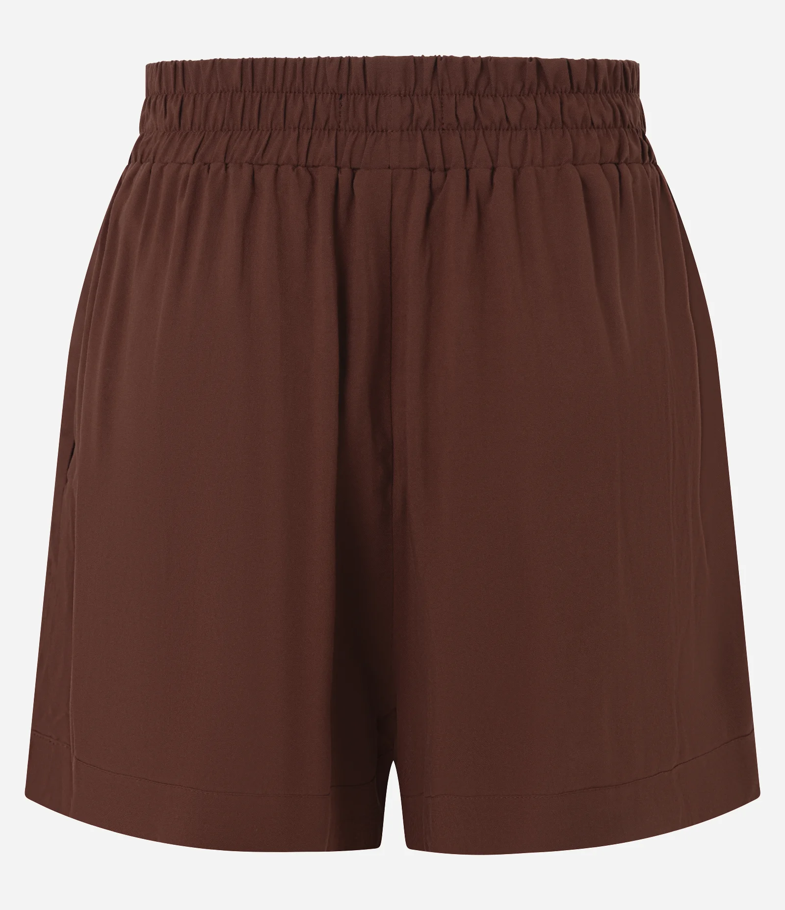 Short Cintura Alta com Lastex no Cós Marrom 2