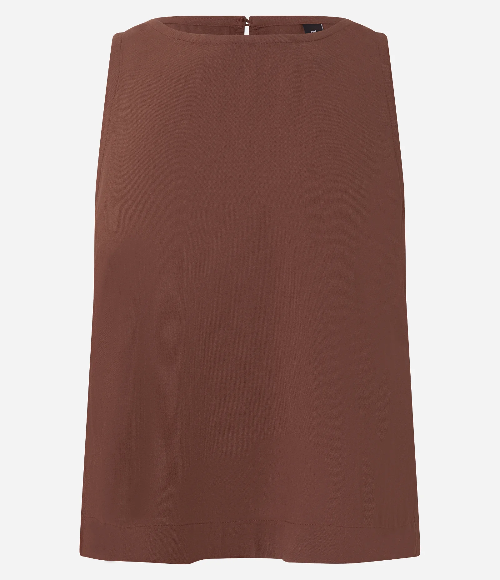 Blusa Regular em Chalis Sem Mangas Marrom 1