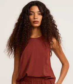 Blusa Regular em Chalis Sem Mangas