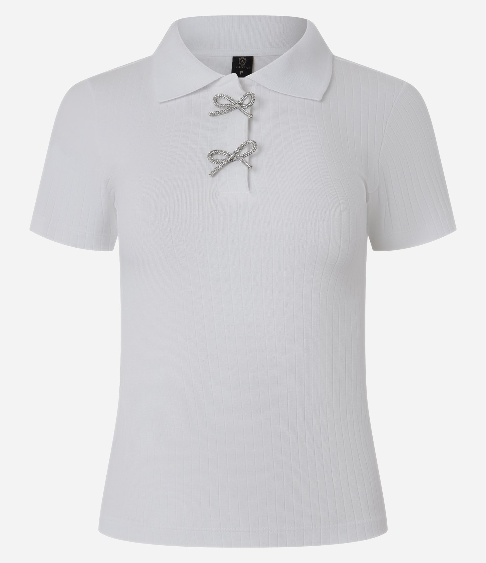Blusa Canelada em Algodão com Laços Brilhantes Branco 5