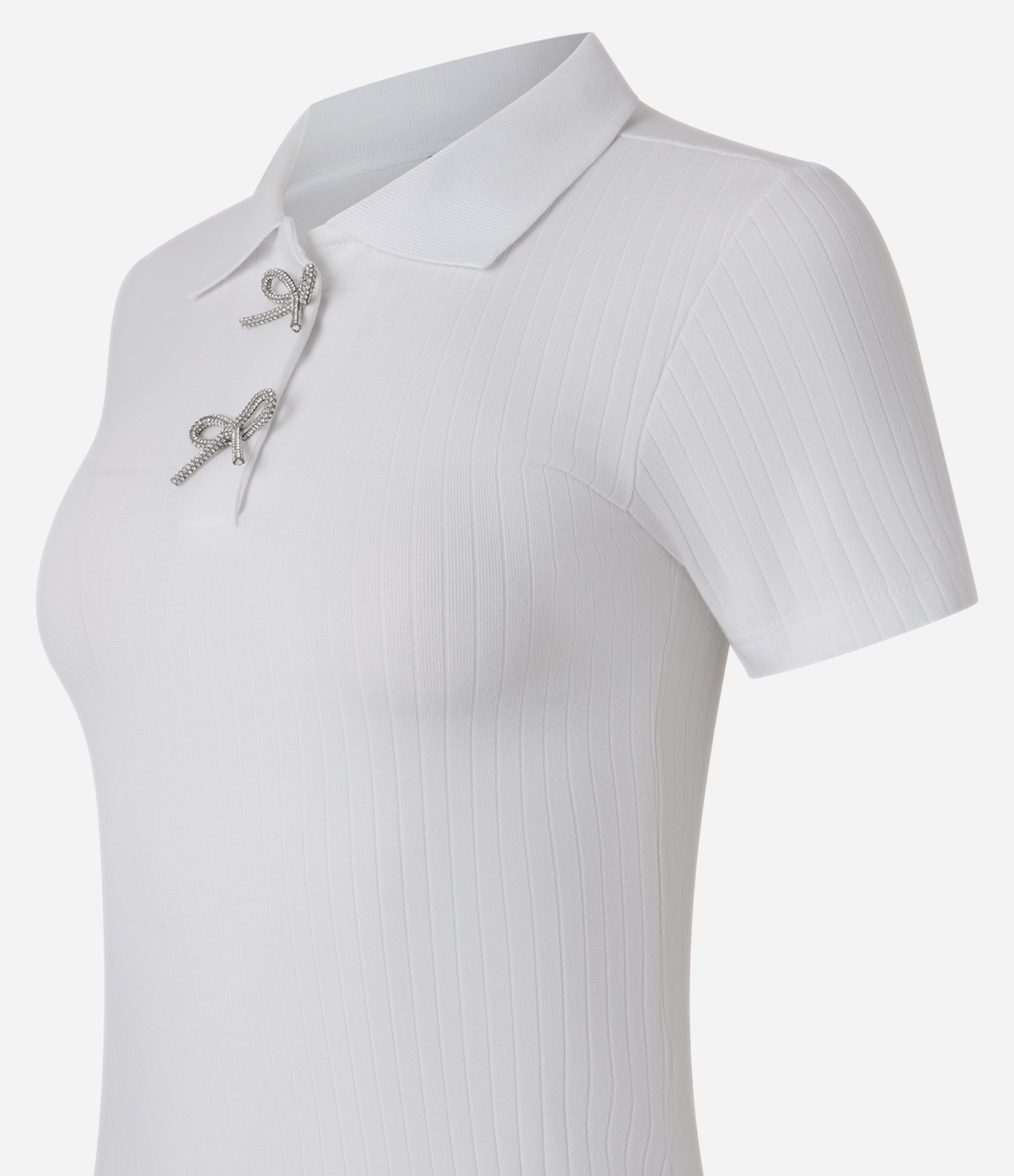 Blusa Canelada em Algodão com Laços Brilhantes Branco 6