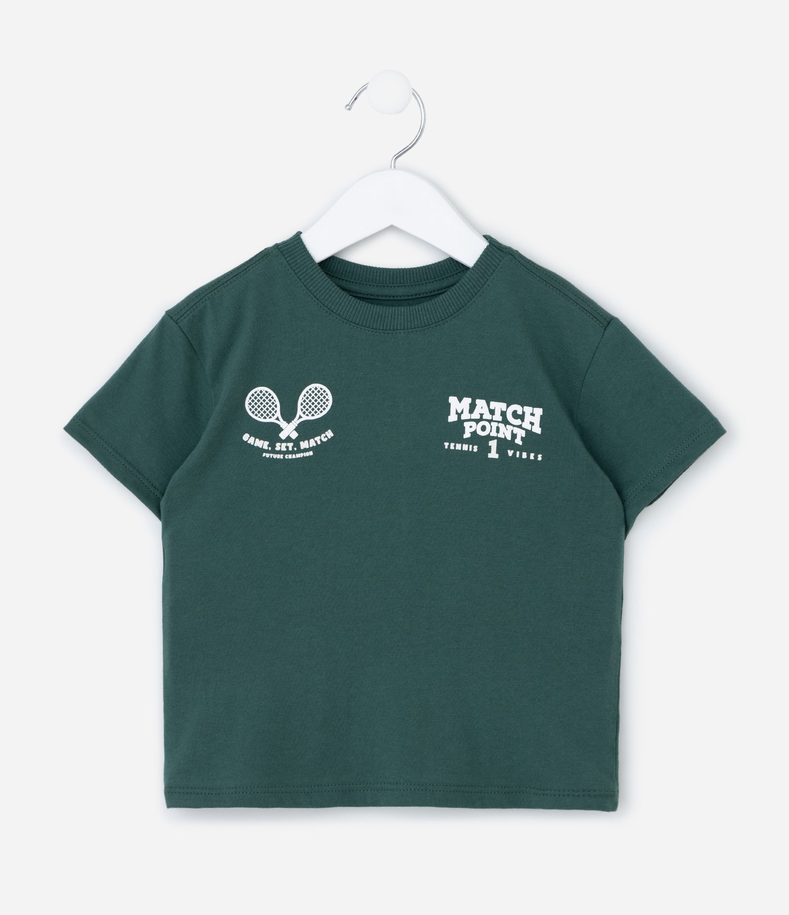 Camiseta Infantil com Estampa Frente e Costas Tennis Vibes - Tam 1 a 6 Anos Verde 1