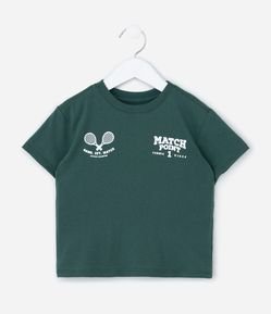 Camiseta Infantil com Estampa Frente e Costas Tennis Vibes - Tam 1 a 6 Anos