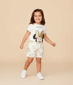 Short Infantil Runner com Estampa Minnie - Tam 1 a 6 Anos