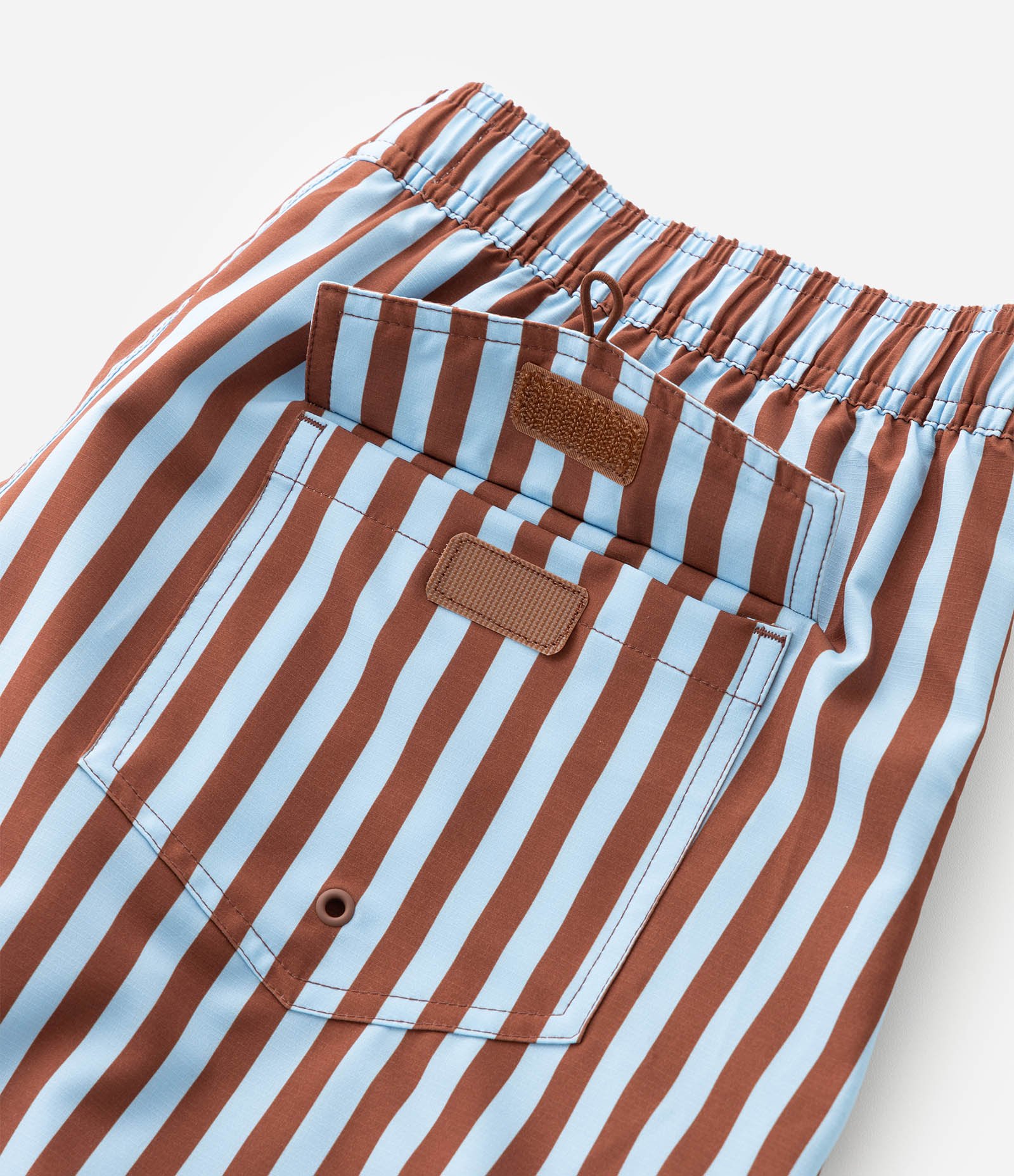 Bermuda de Banho em Ripstop com Estampa de Listras Marrom 6