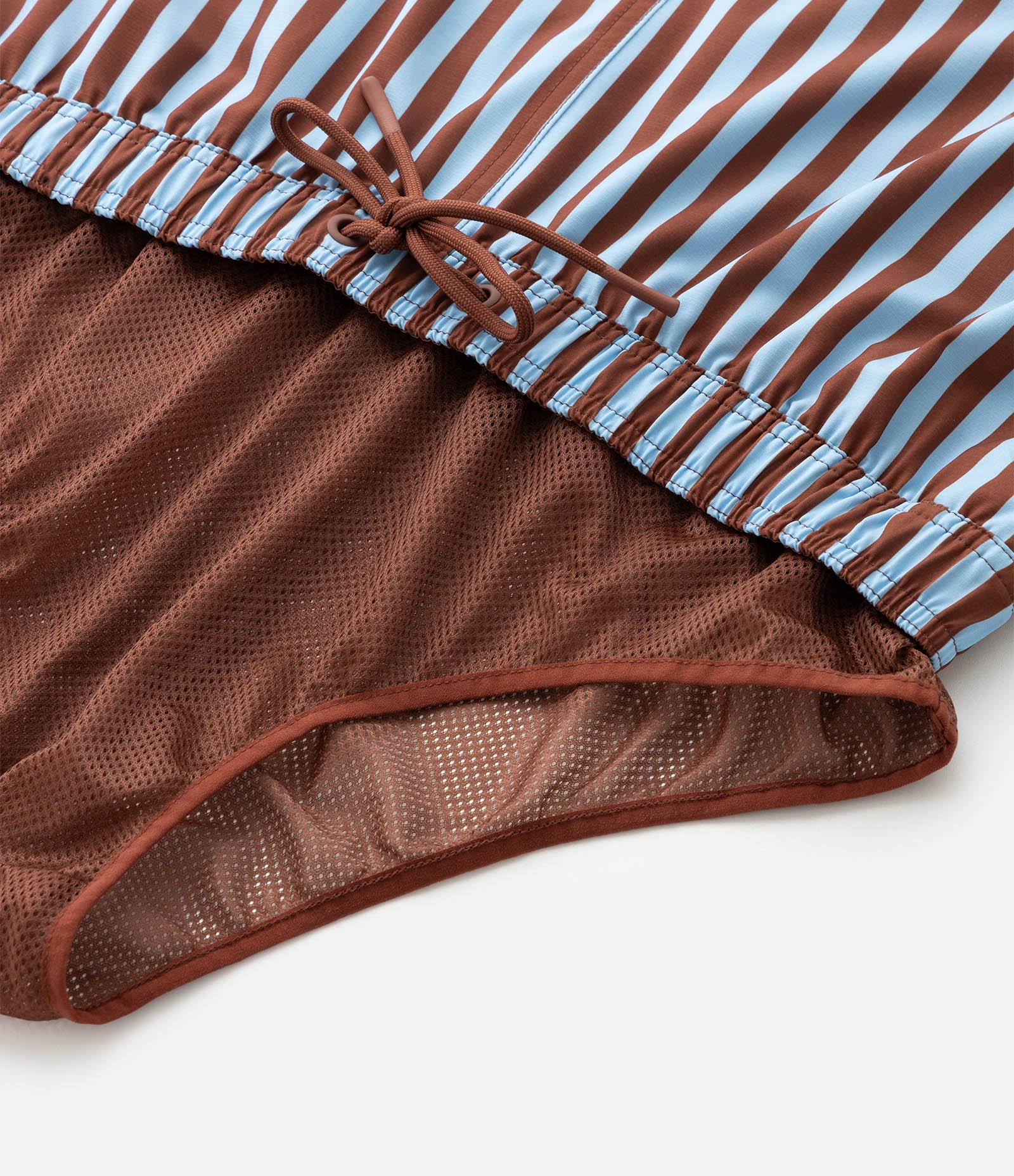 Bermuda de Banho em Ripstop com Estampa de Listras Marrom 7