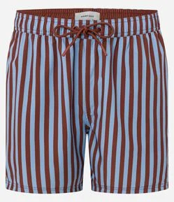 Bermuda de Banho em Ripstop com Estampa de Listras