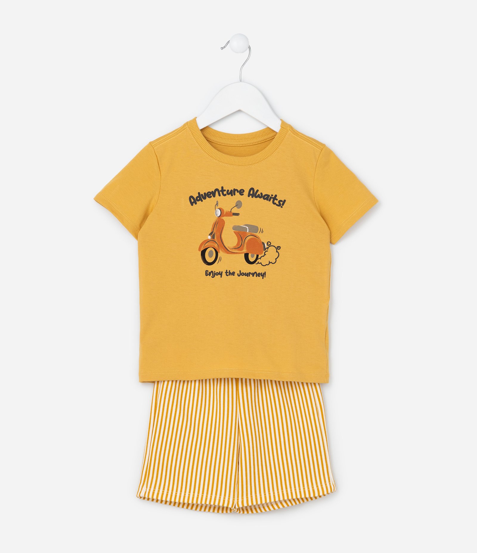 Conjunto Infantil com Estamoa Motocicleta - Tam 1 a 6 Anos Amarelo 2