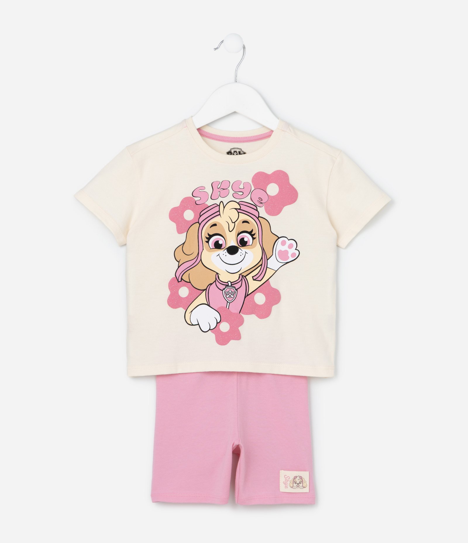 Conjunto Infantil com Estampa Skye Patrulha Canina - Tam 1 a 6 anos Off White/Rosa 1