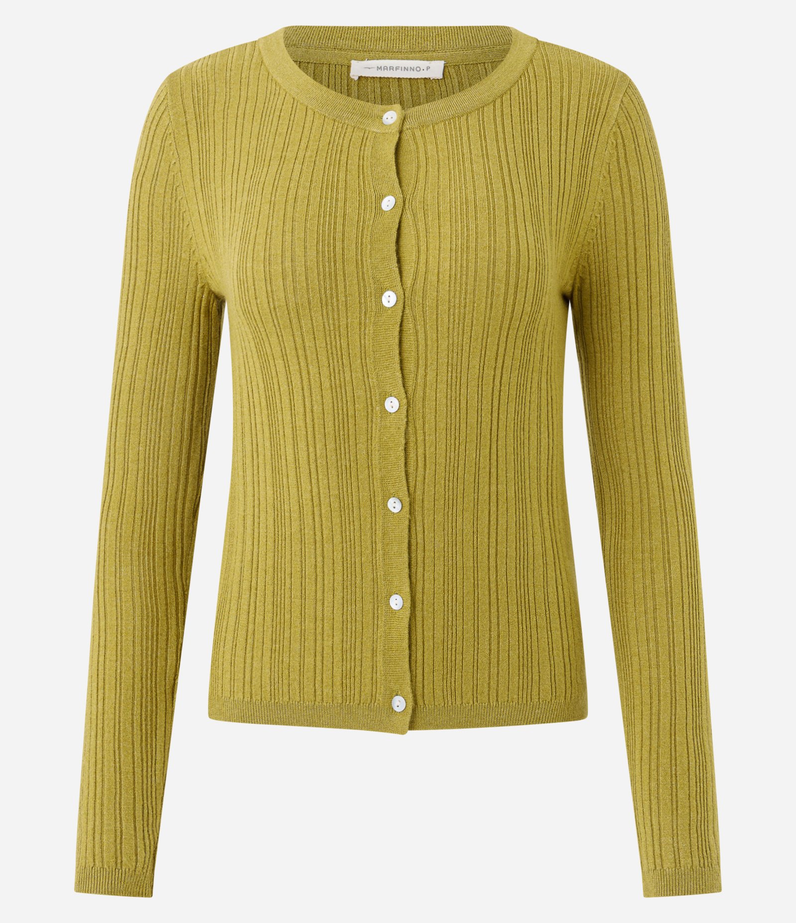 Cardigan Básico Ajustado em Tricô Canelado Verde Oliva 5