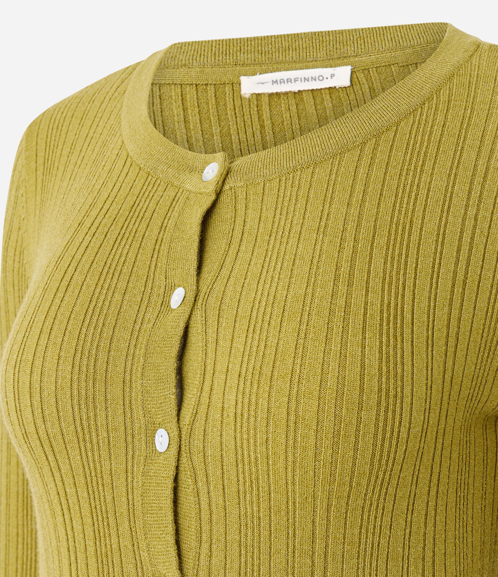 Cardigan Básico Ajustado em Tricô Canelado Verde Oliva 6