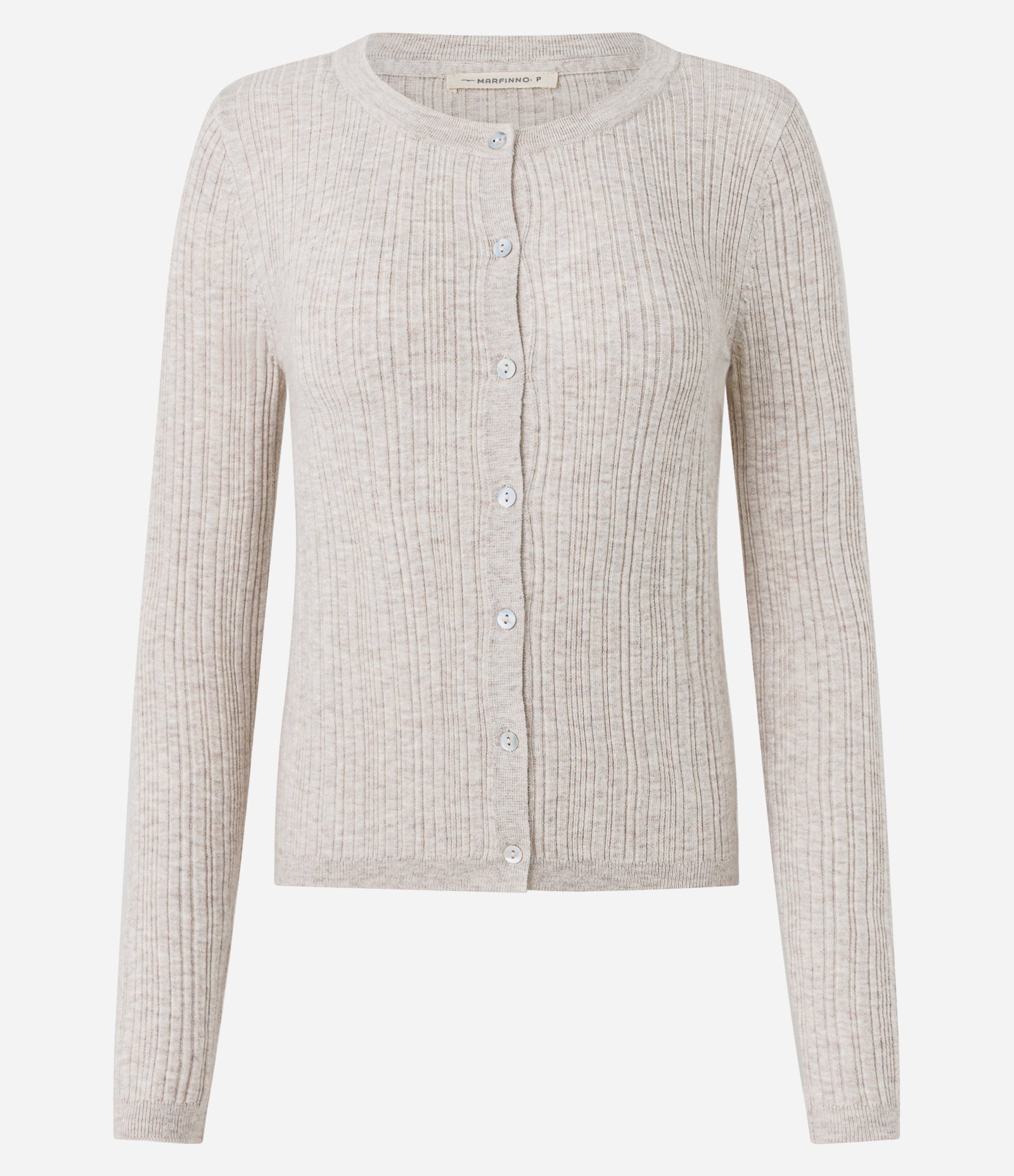 Cardigan Básico Ajustado em Tricô Canelado Bege 5