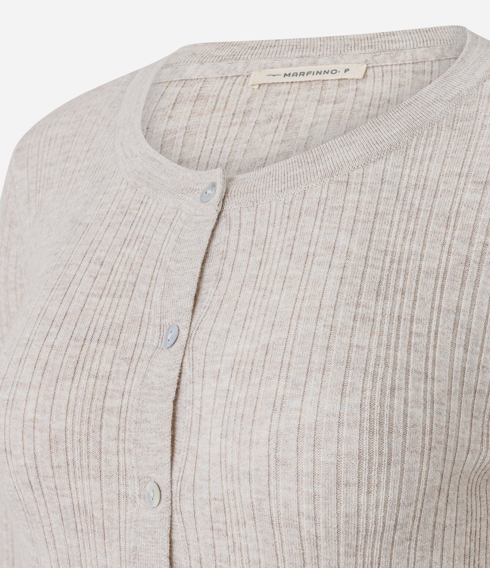 Cardigan Básico Ajustado em Tricô Canelado Bege 6