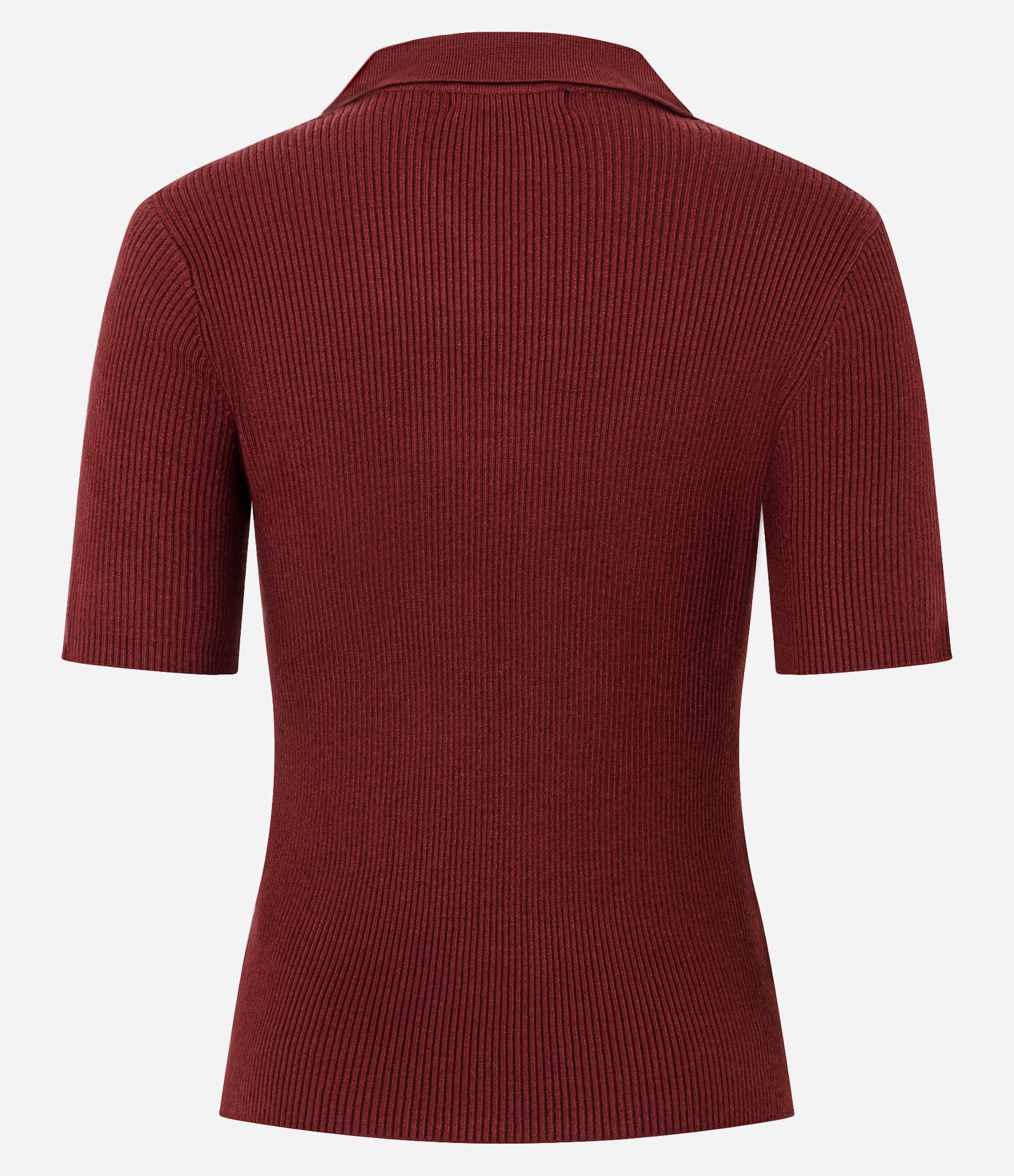 Blusa Regular em Tricô com Gola Polo Canelada Vermelho 7