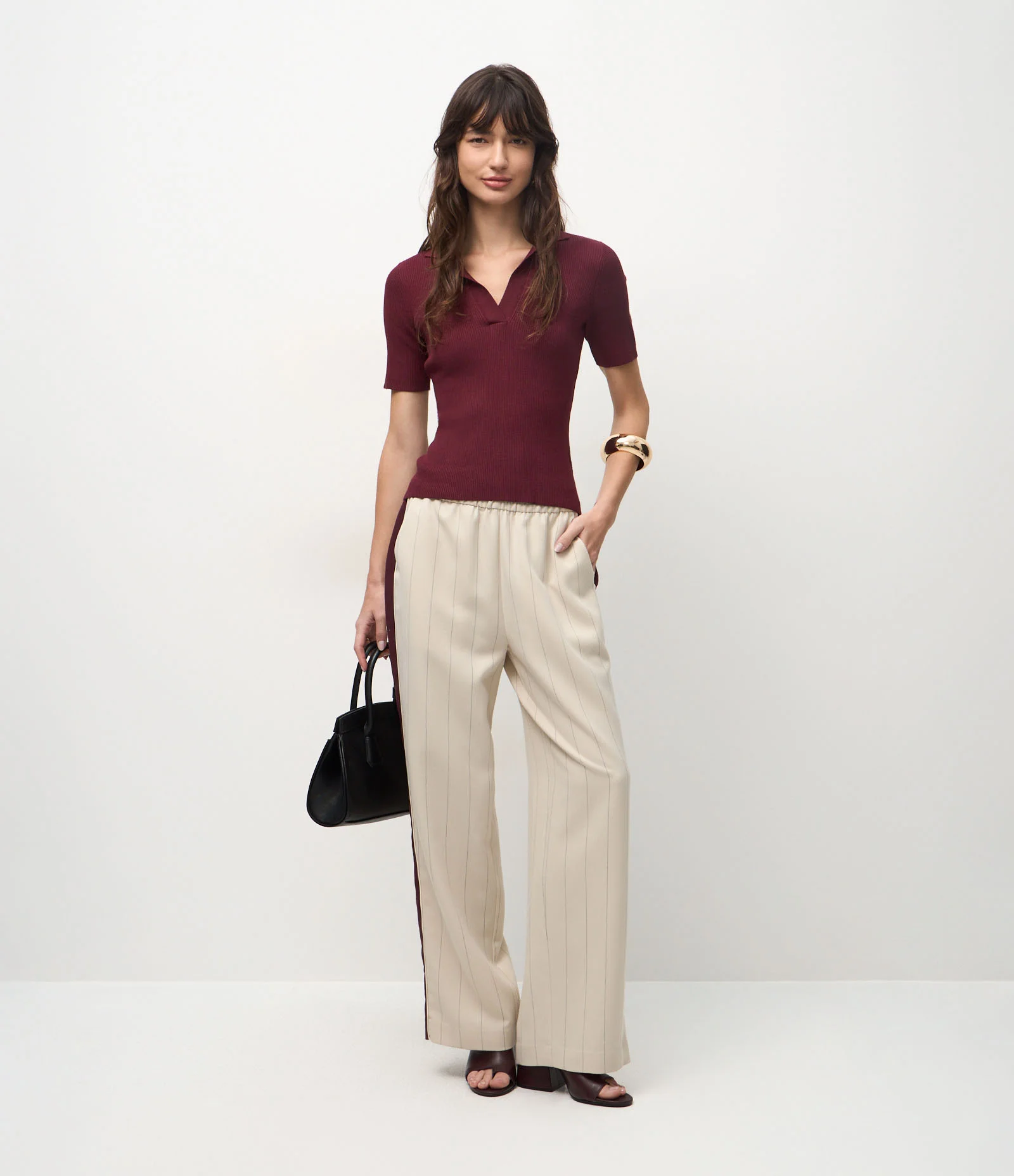 Blusa Regular em Tricô com Gola Polo Canelada Vermelho 2