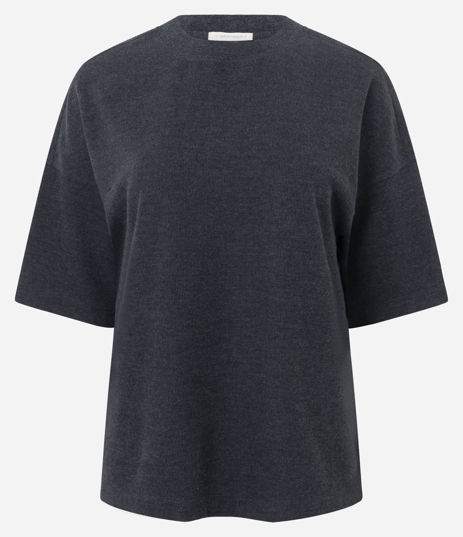 Blusa Moletom Oversized com Manga Curta Cinza Chumbo 5