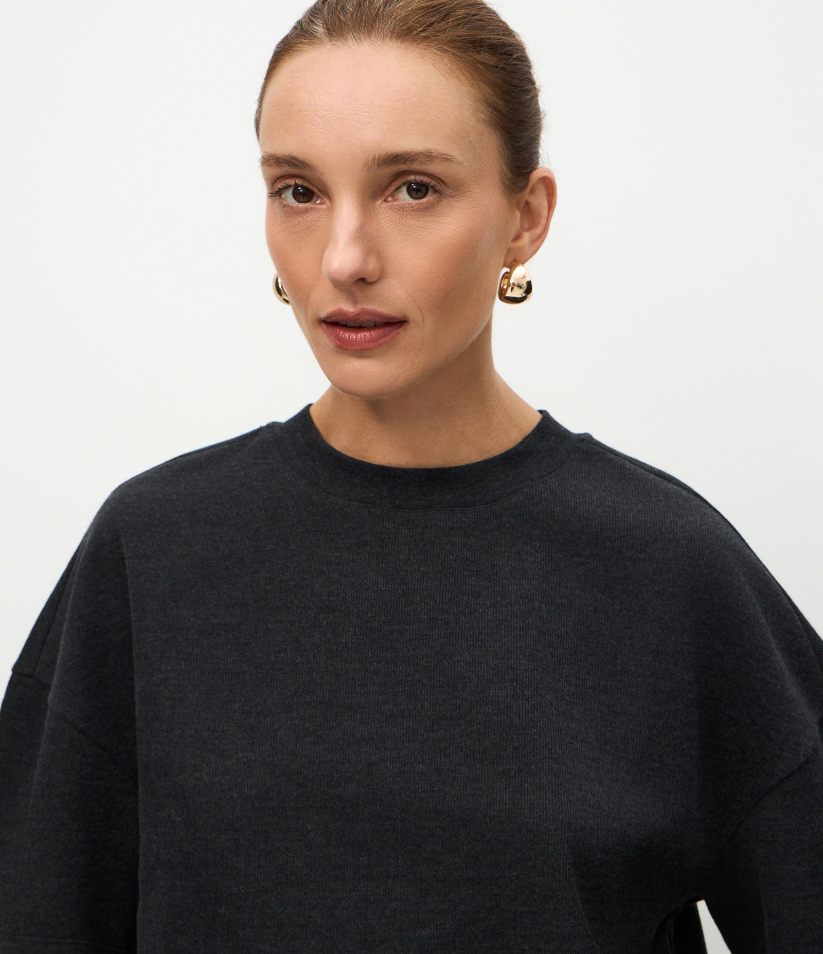 Blusa Moletom Oversized com Manga Curta Cinza Chumbo 3