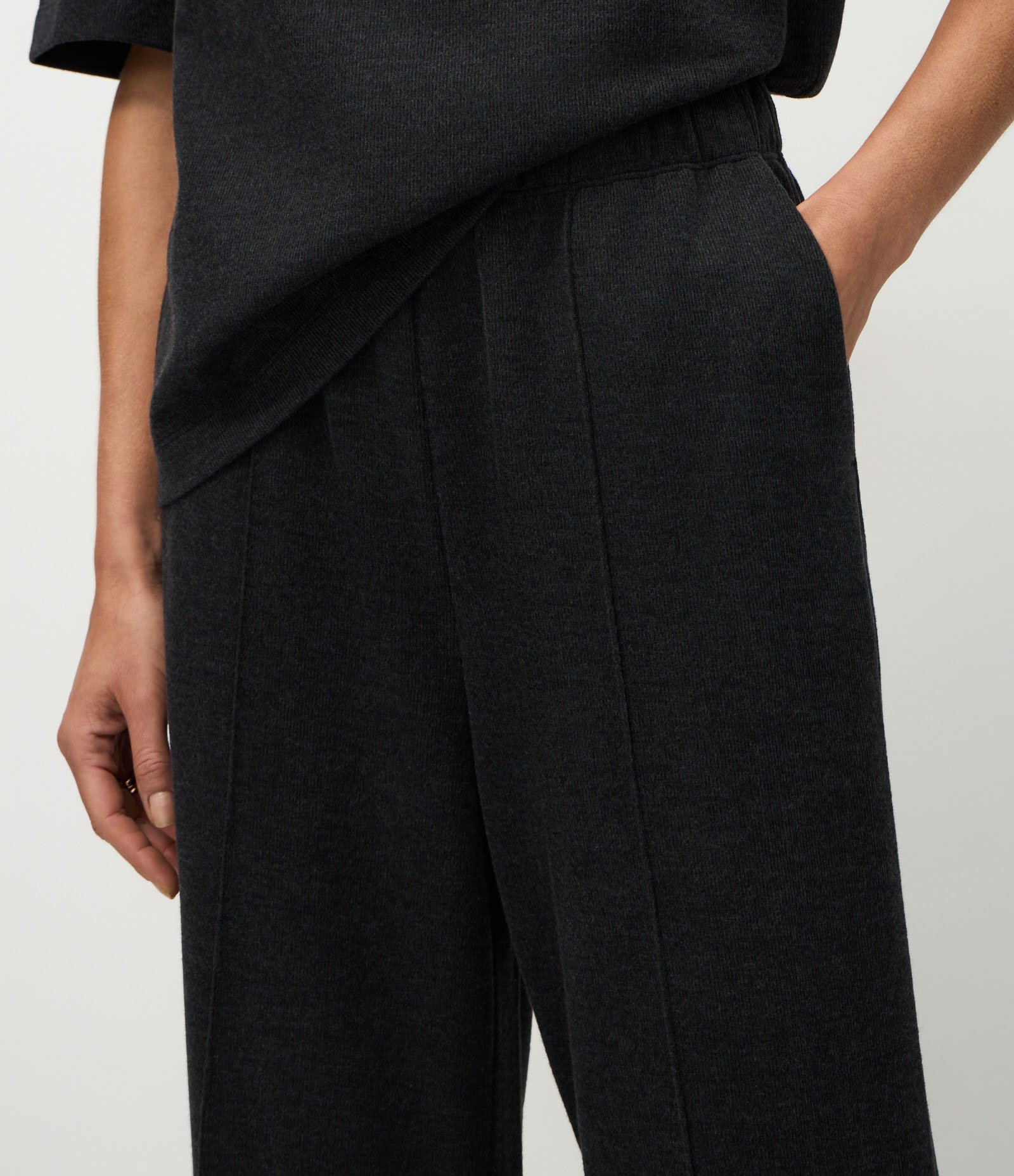 Calça Wide Leg em Moletom Sem Felpa Preto 3