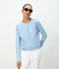 Cardigan em Tricô com Bolsos Frontais