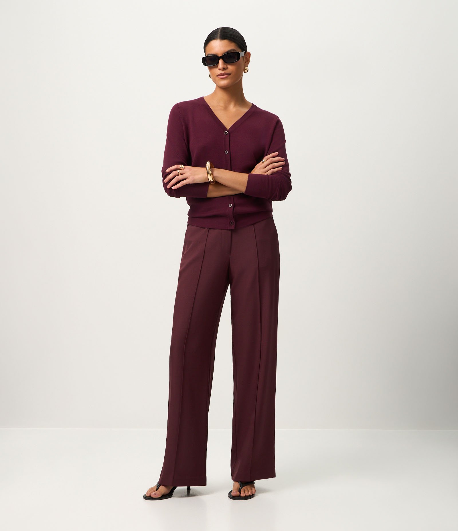 Cardigan em Tricô com Fechamento em Botões Vinho 2