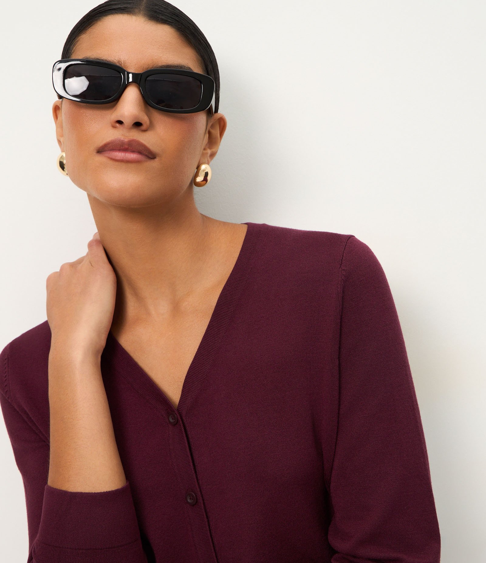 Cardigan em Tricô com Fechamento em Botões Vinho 3