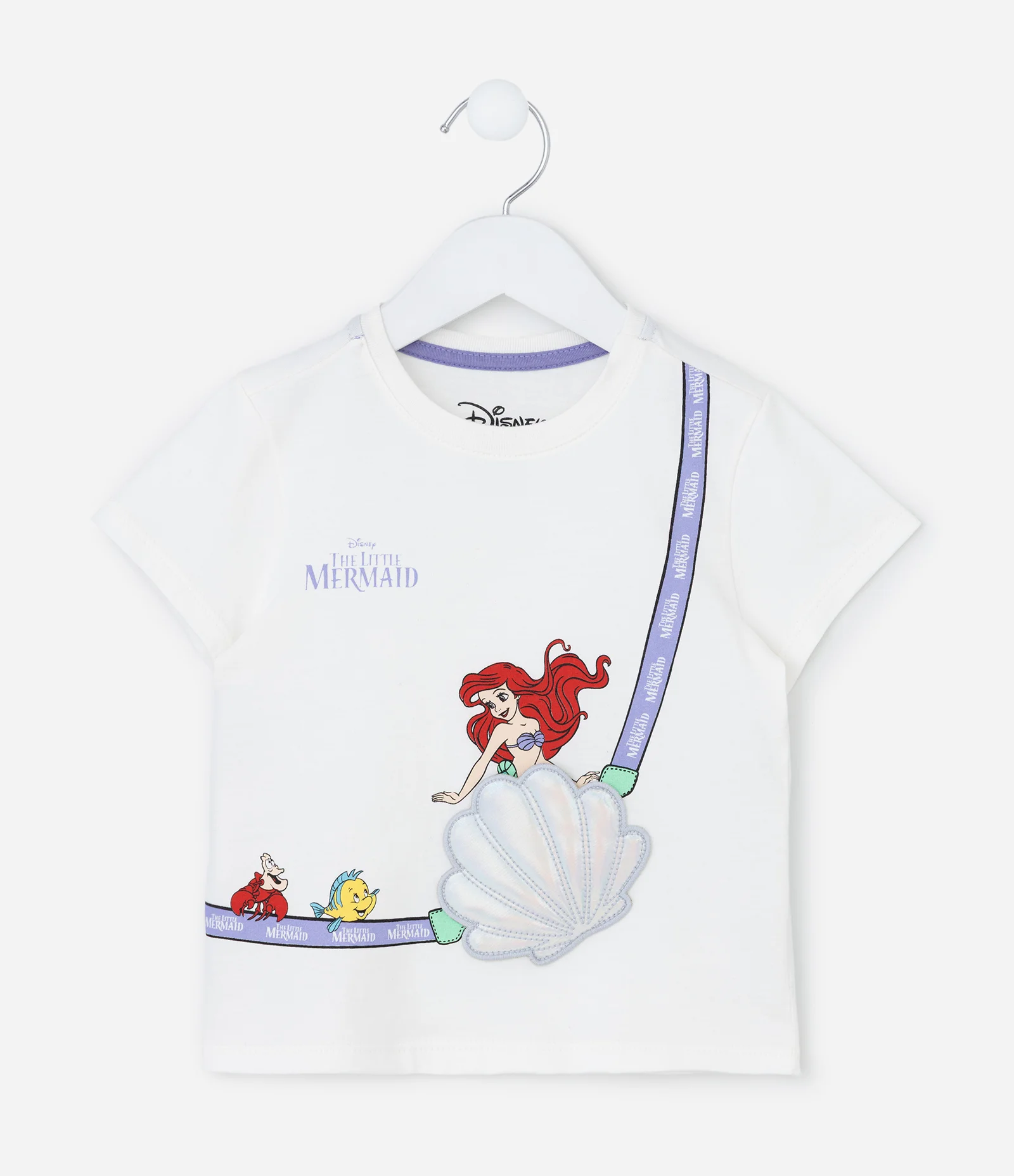 Camiseta Infantil Slim com Bolsa Aplicada Ariel - Tam 1 - 6 Anos Branco 1