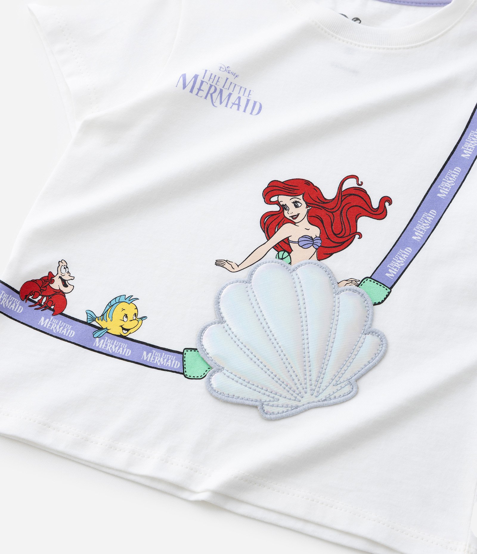 Camiseta Infantil Slim com Bolsa Aplicada Ariel - Tam 1 - 6 Anos Branco 5
