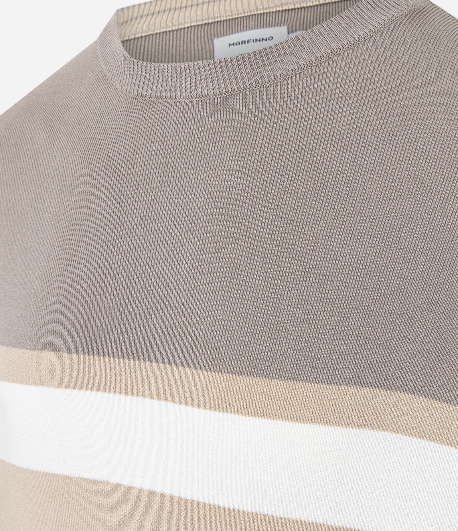 Suéter Regular em Viscose com Bloco de Cores Cinza/Branco/Bege 2