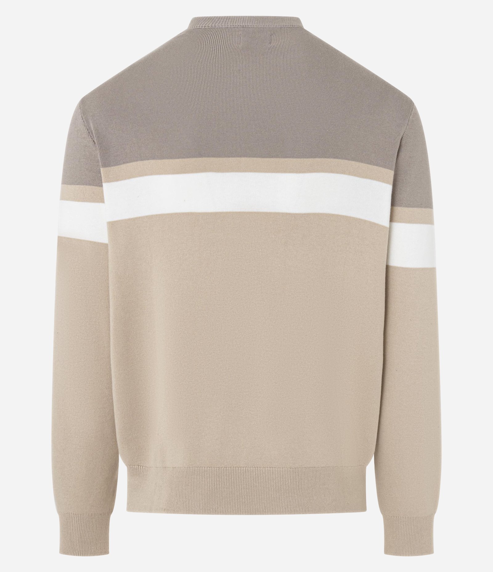 Suéter Regular em Viscose com Bloco de Cores Cinza/Branco/Bege 3