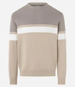 Suéter Regular em Viscose com Bloco de Cores