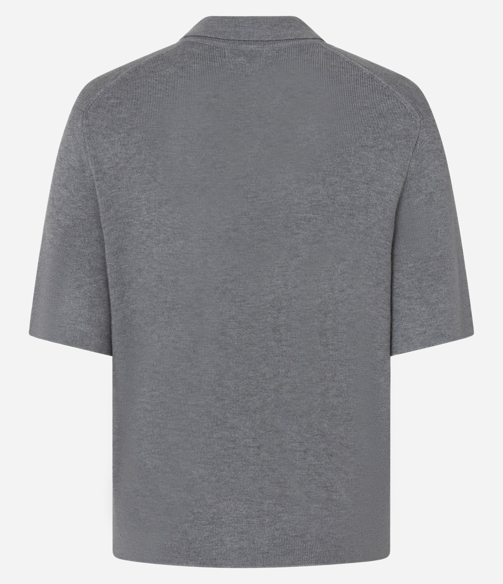 Blusa em Tricô com Manga Curta e Gola Polo Cinza 6