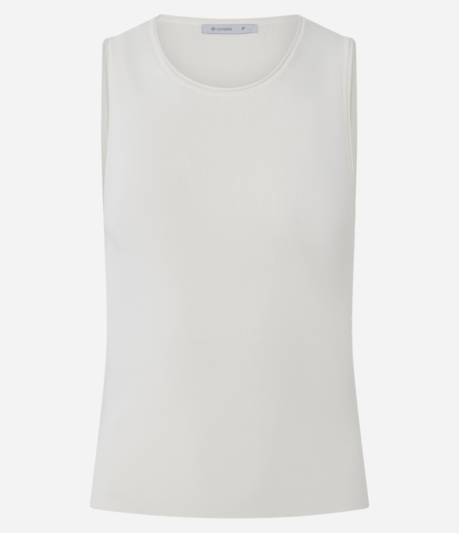 Blusa sem Manga em Tricô com Gola Redonda Branco 5