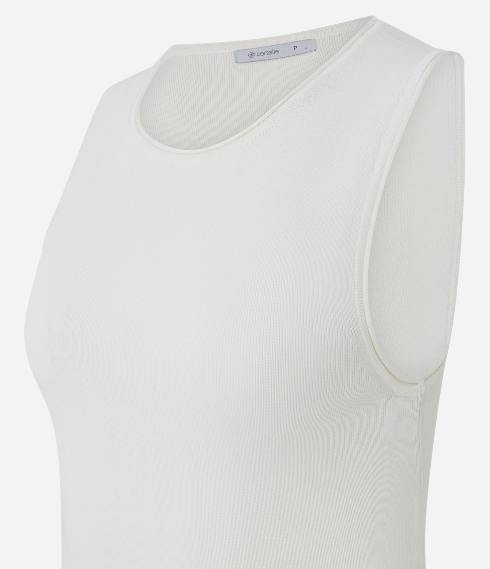 Blusa sem Manga em Tricô com Gola Redonda Branco 6