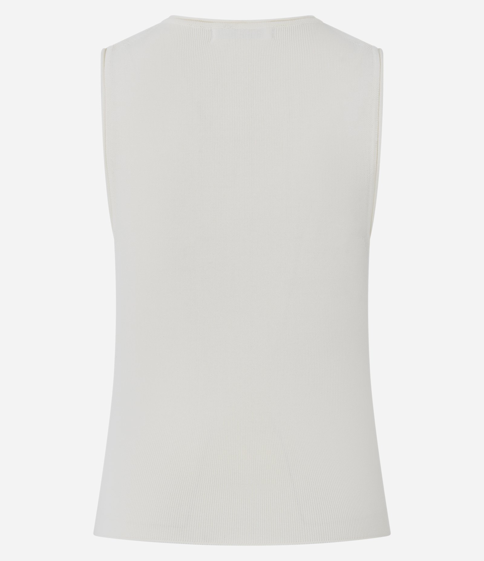 Blusa sem Manga em Tricô com Gola Redonda Branco 8