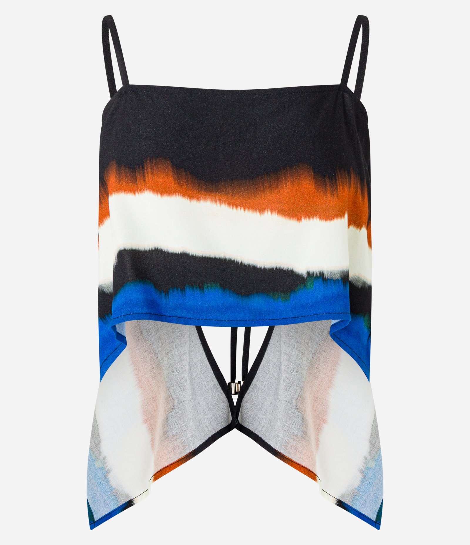 Saída de Praia Blusa Cropped em Viscose com Estampa Aquarelada Preto 5