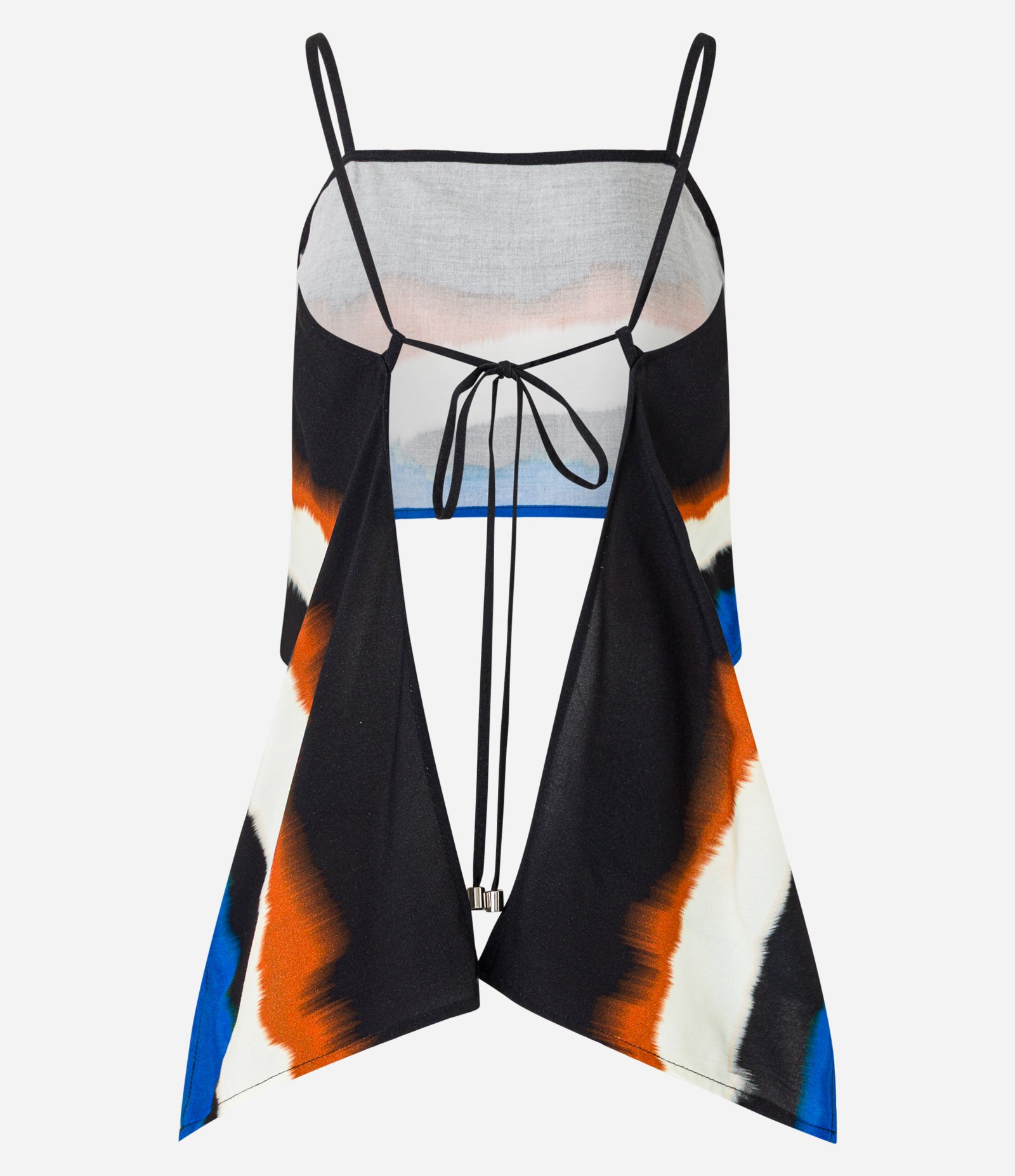 Saída de Praia Blusa Cropped em Viscose com Estampa Aquarelada Preto 6