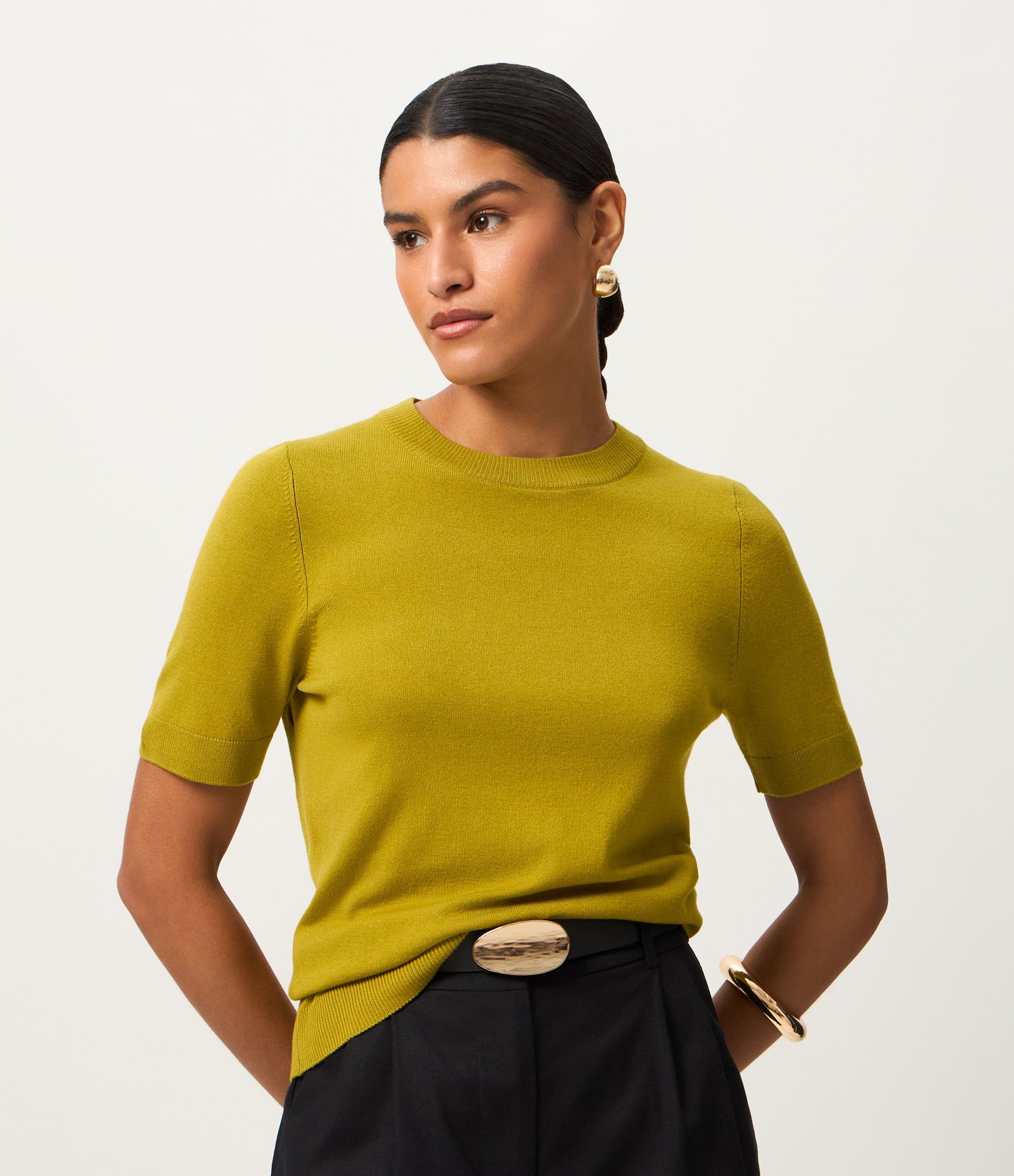 Blusa em Tricô com Manga Curta Verde 1